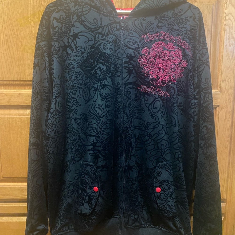 Live Mechanics Black Hoodie Reversable Black/ Hot Pink